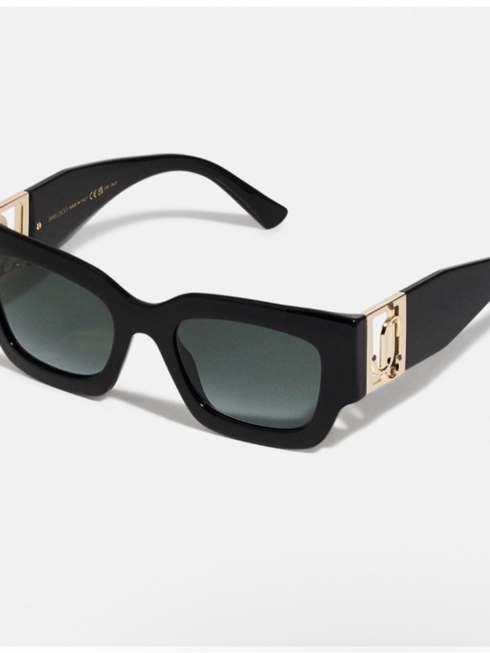 Black Women's Square Sunglasses with Gold Accent